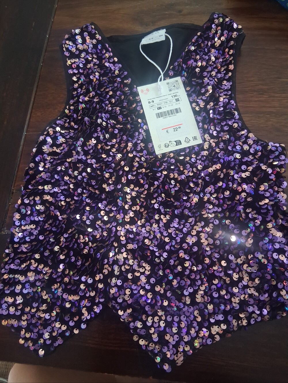 NWT Zara Vest in beautiful purple sequin